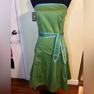 a.n.a Anthropologie Olive Dress with Sky Blue Accent